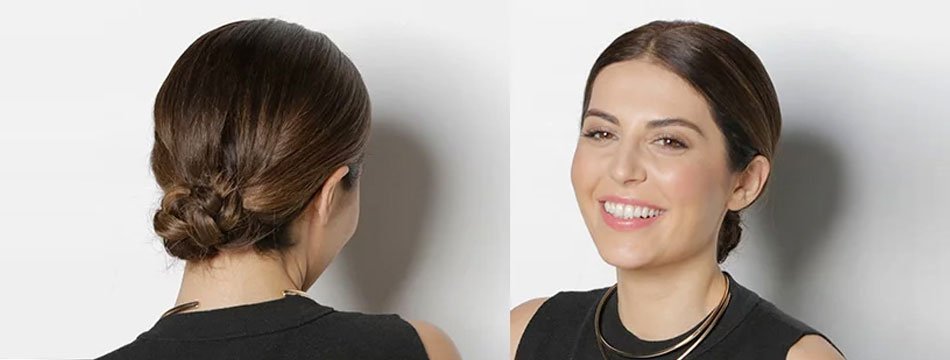 braided low bun style - garnier